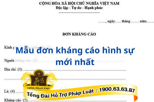 Mẫu đơn kháng cáo hình sự mới nhất