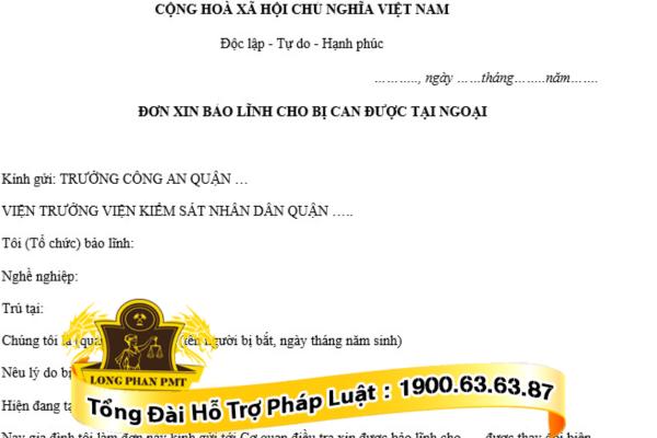 Mẫu đơn xin tại ngoại mới nhất 