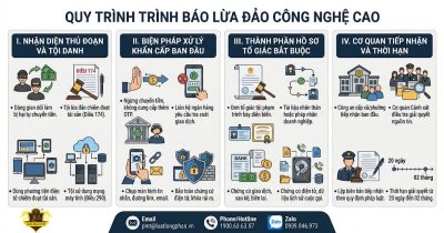 Các bước trong quy trình trình báo lừa đảo công nghệ cao với cơ quan công an.