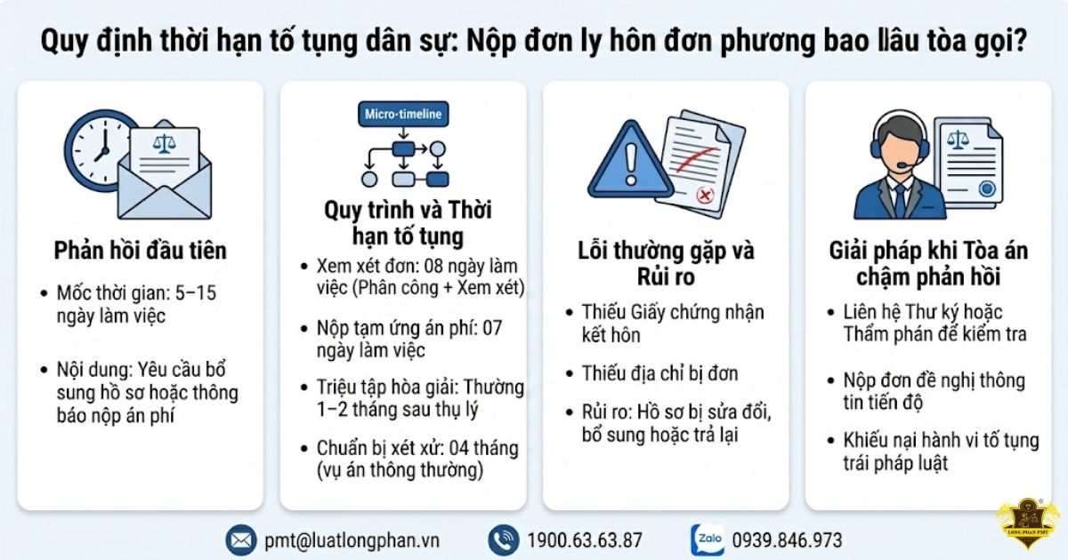 Các bước nộp đơn đến khi Tòa triệu tập ly hôn đơn phương.
