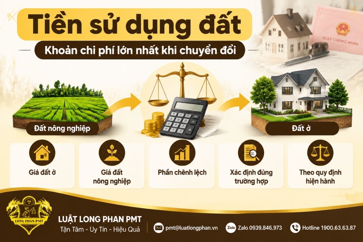 Tiền sử dụng đất khi chuyển mục đích sử dụng đất được xác định theo công thức