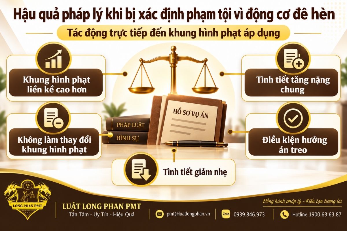 Hậu quả pháp lý của động cơ đê hèn đối với khung hình phạt và án treo