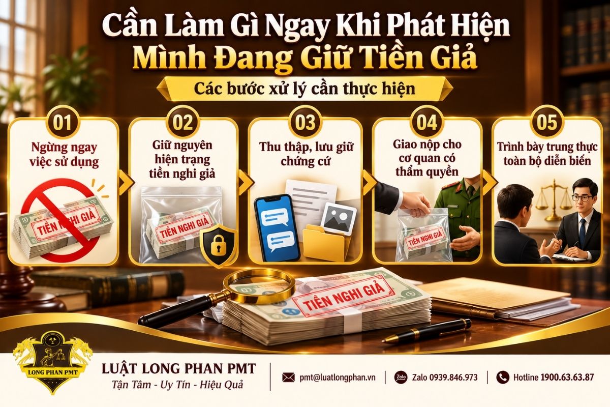 Các bước xử lý khi phát hiện đang giữ tiền giả và thực hiện giao nộp theo quy định.
