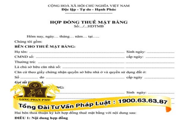 Mẫu hợp đồng cho thuê mặt bằng