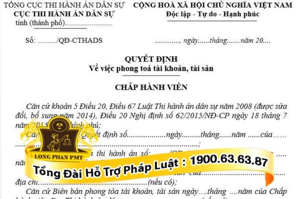 Quyết định phong tỏa tài sản