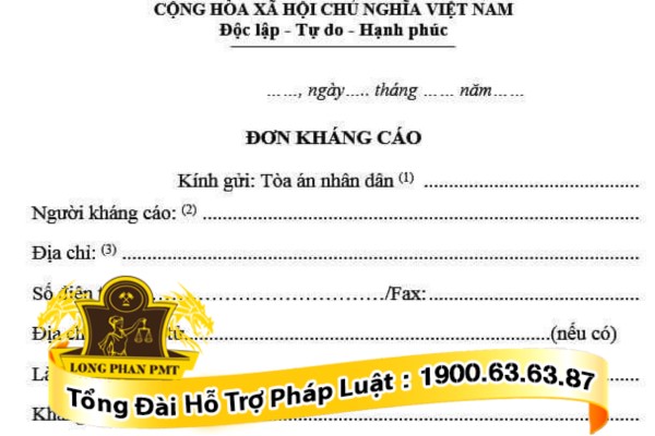 Đơn kháng cáo bản án hành chính