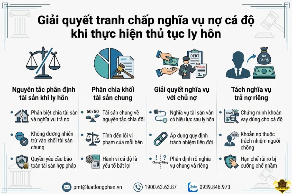 Hướng dẫn giải quyết tranh chấp nghĩa vụ nợ cá độ khi thực hiện thủ tục ly hôn.