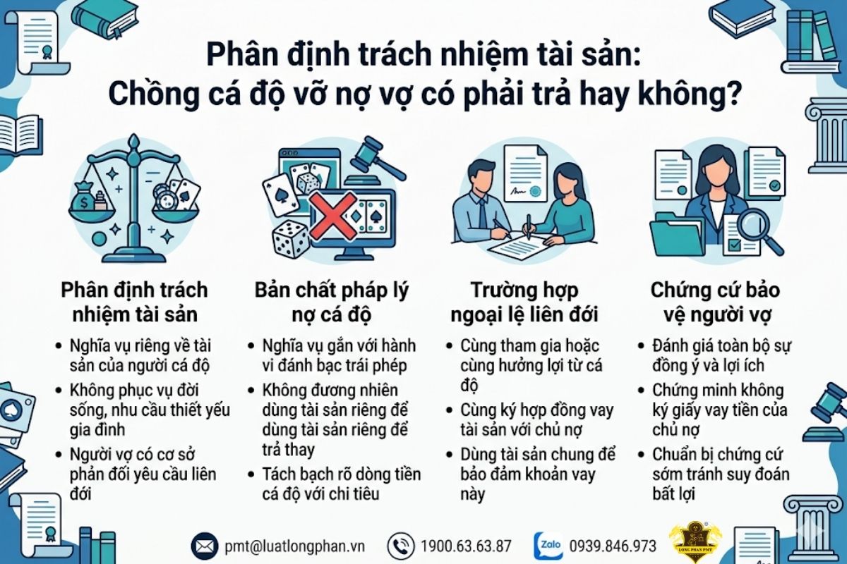 Phân định trách nhiệm tài sản khi chồng cá độ vỡ nợ vợ có phải trả không.