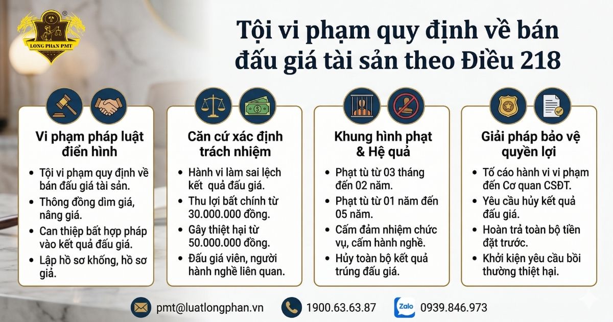 Tổng quan về Tội vi phạm quy định về bán đấu giá tài sản và các khung hình phạt.