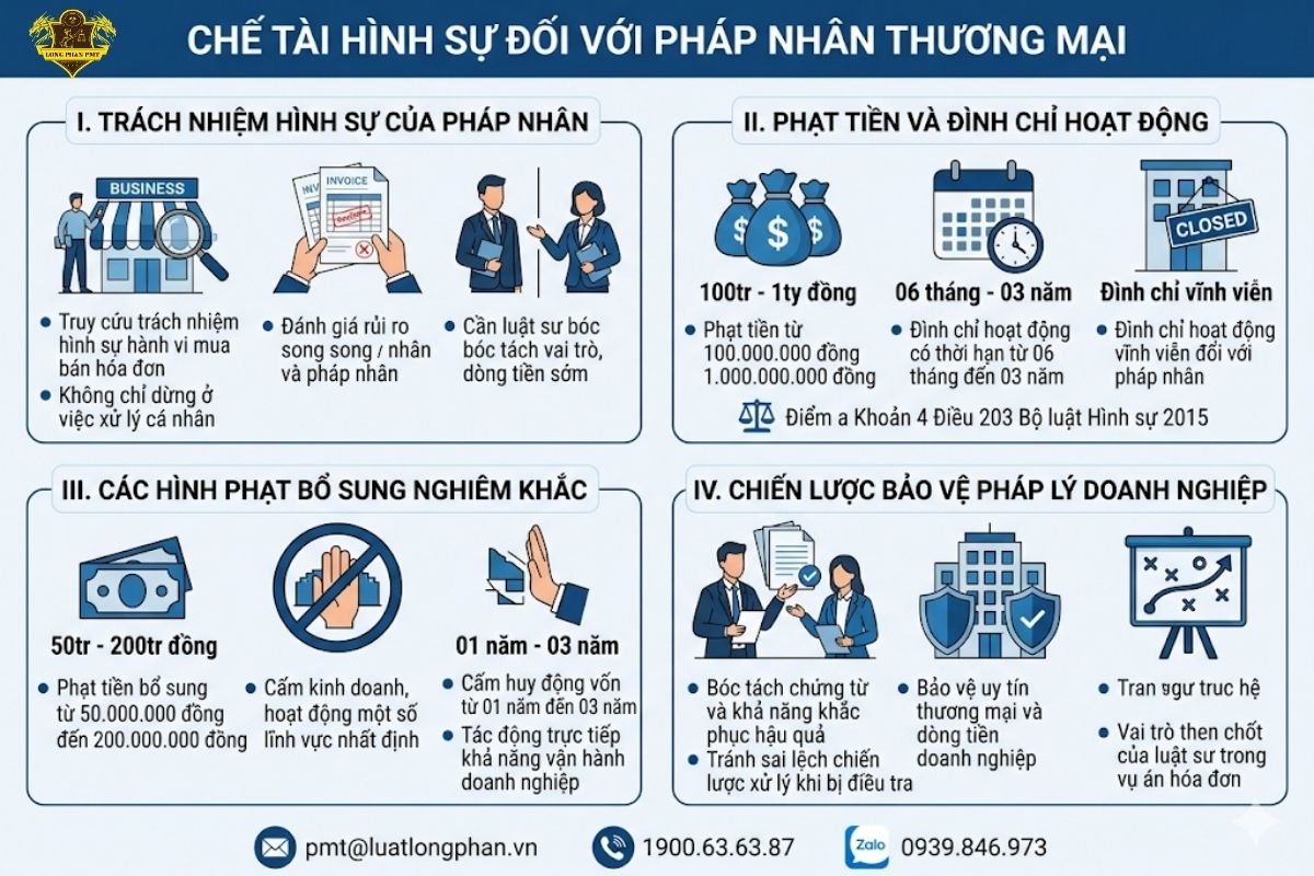Mức phạt tiền và đình chỉ hoạt động với pháp nhân thương mại.