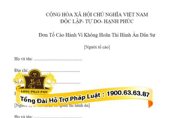 Soạn thảo đơn tố cáo hành vi không hoãn thi hành án dân sự