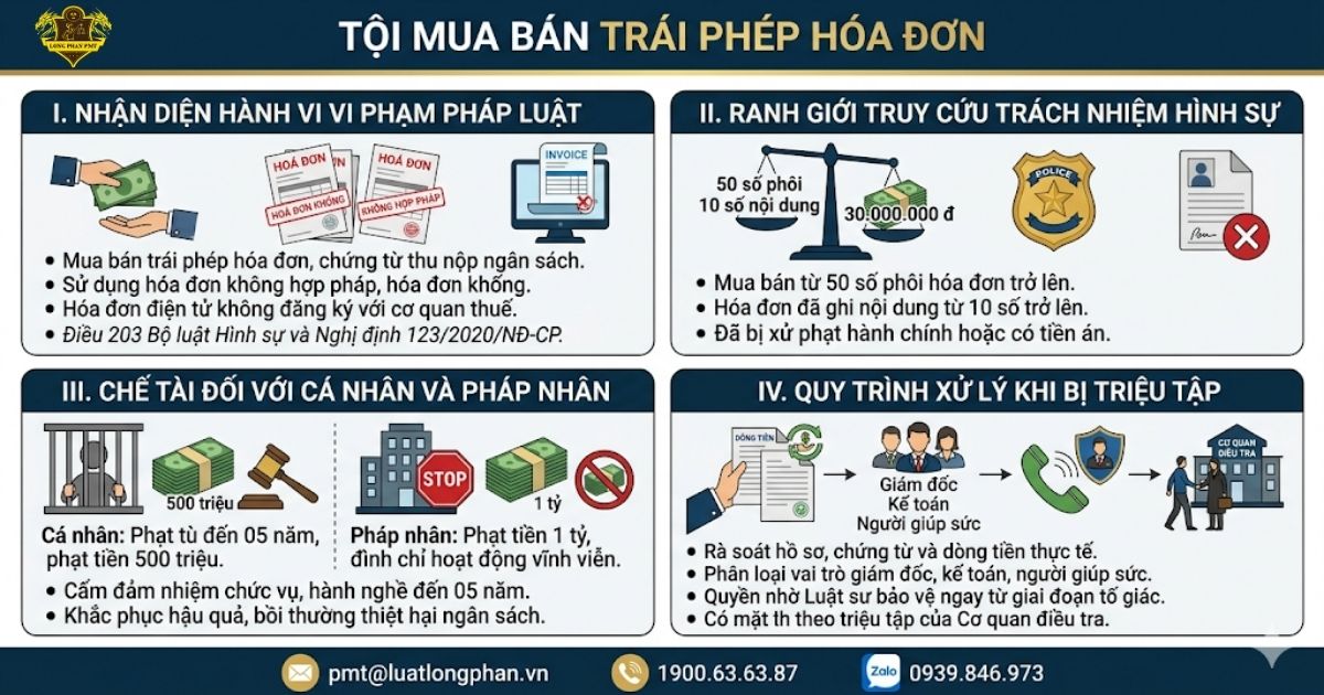 Quy định tội mua bán trái phép hóa đơn và mức phạt