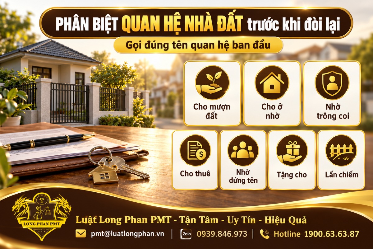 Phân biệt 7 quan hệ nhà đất trước khi đòi lại: cho mượn, ở nhờ, nhờ trông coi, cho thuê, nhờ đứng tên, tặng cho, lấn chiếm