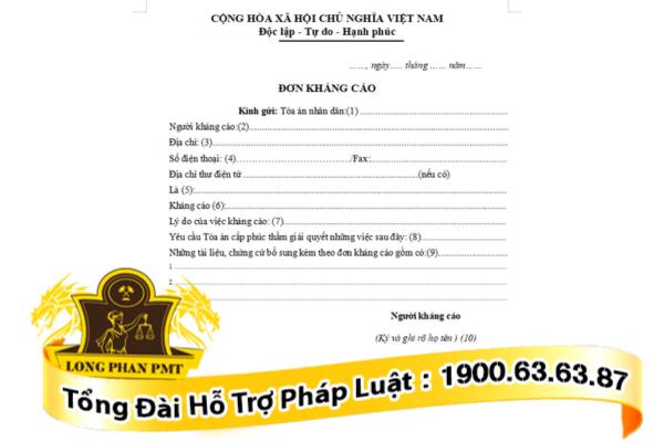 Mẫu đơn kháng cáo tội vô ý làm chết người