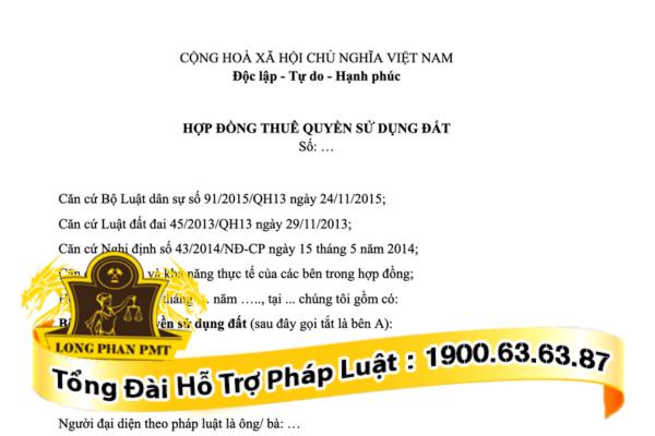 Mẫu hợp đồng thuê đất