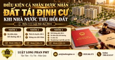 Infographic tổng hợp các điều kiện cá nhân được nhận đất tái định cư khi Nhà nước thu hồi đất