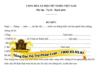 Mẫu di chúc có người làm chứng
