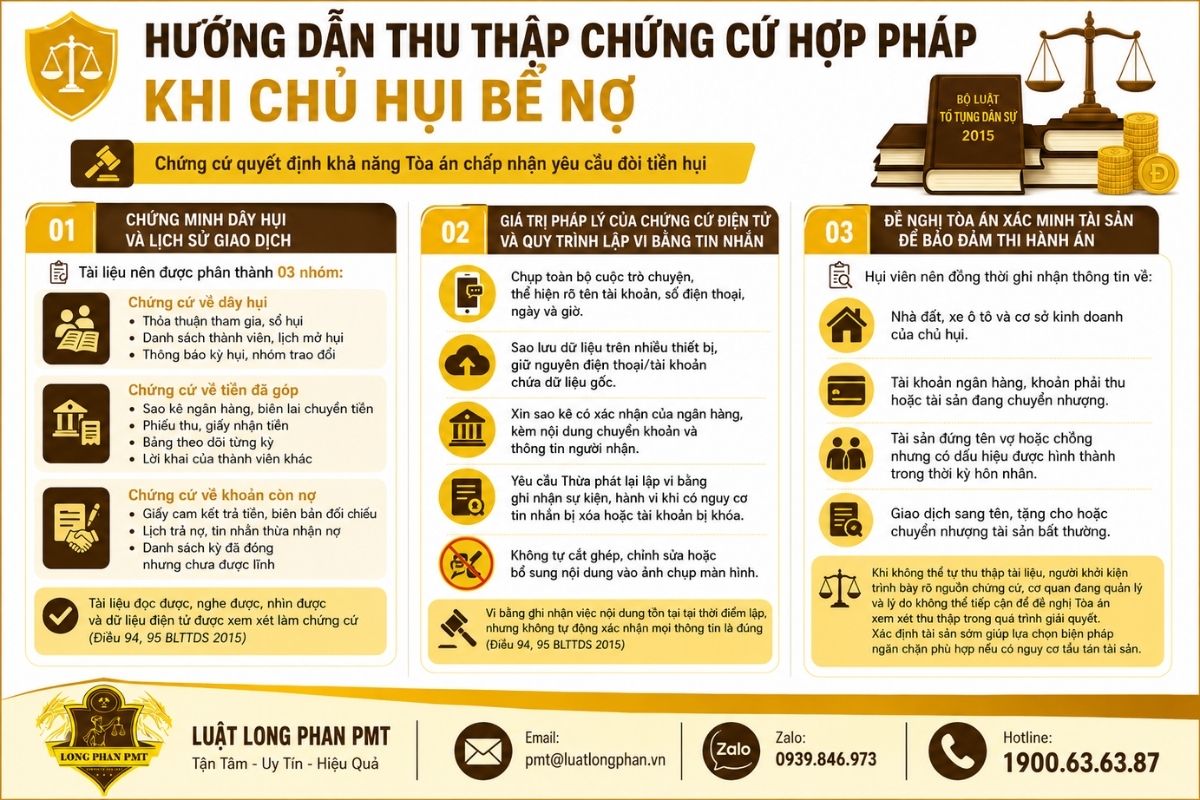 Hướng dẫn thu thập chứng cứ hợp pháp khi chủ hụi bể nợ.