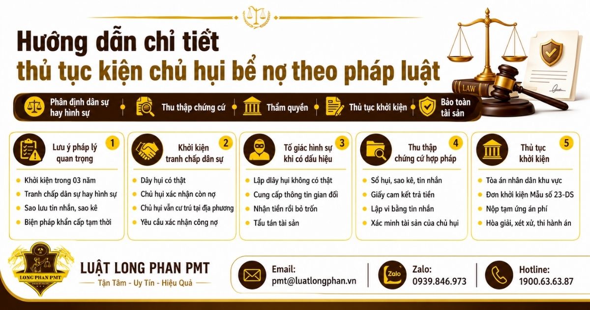Hướng dẫn thủ tục kiện chủ hụi bể nợ theo pháp luật.