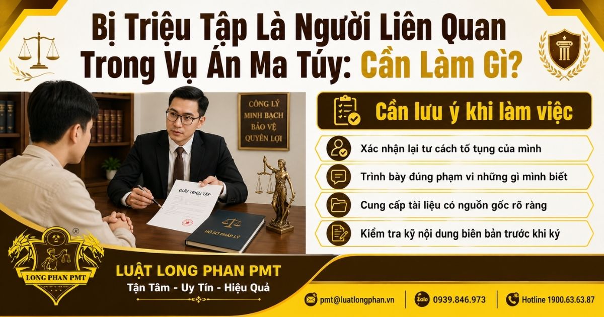 Bị triệu tập là người liên quan trong vụ án ma túy và những việc cần lưu ý khi làm việc.