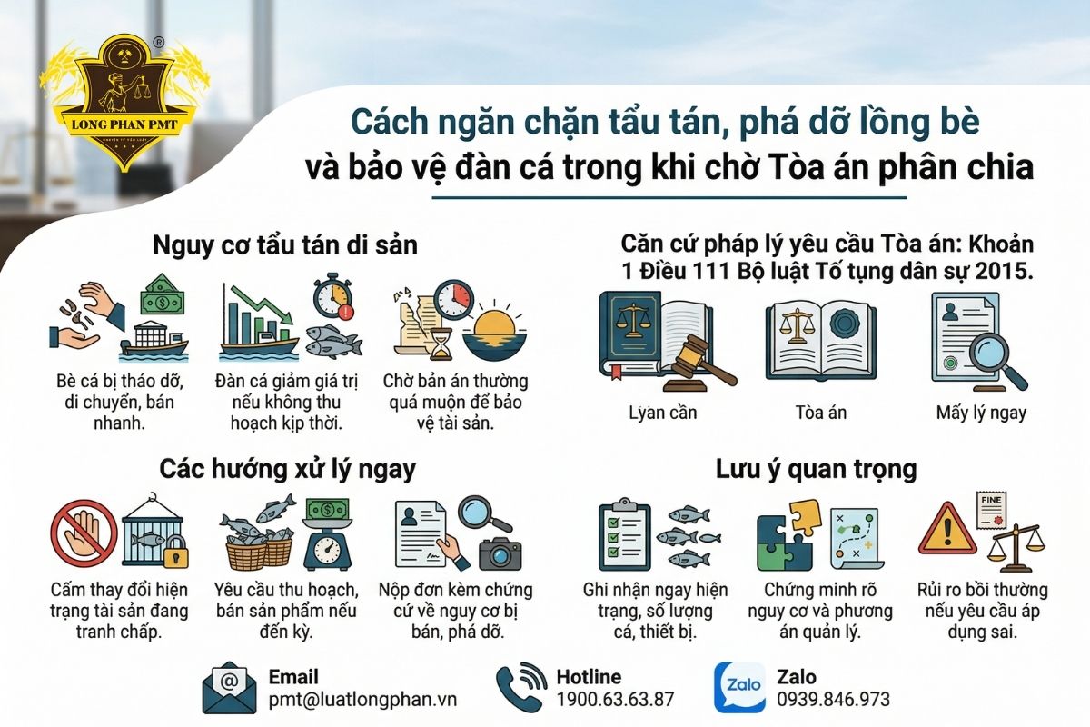 Các biện pháp ngăn chặn tẩu tán lồng bè và bảo vệ đàn cá khi giải quyết tranh chấp.