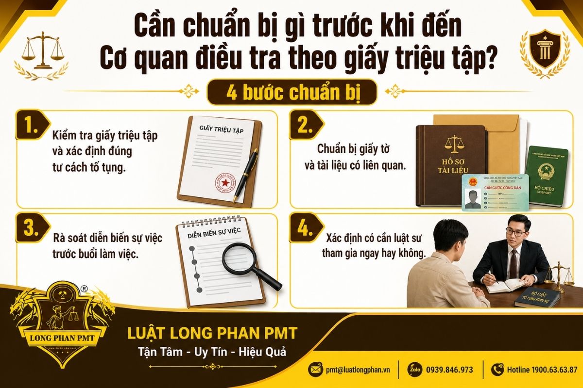 Các bước chuẩn bị trước khi đến Cơ quan điều tra theo giấy triệu tập trong vụ án hình sự.