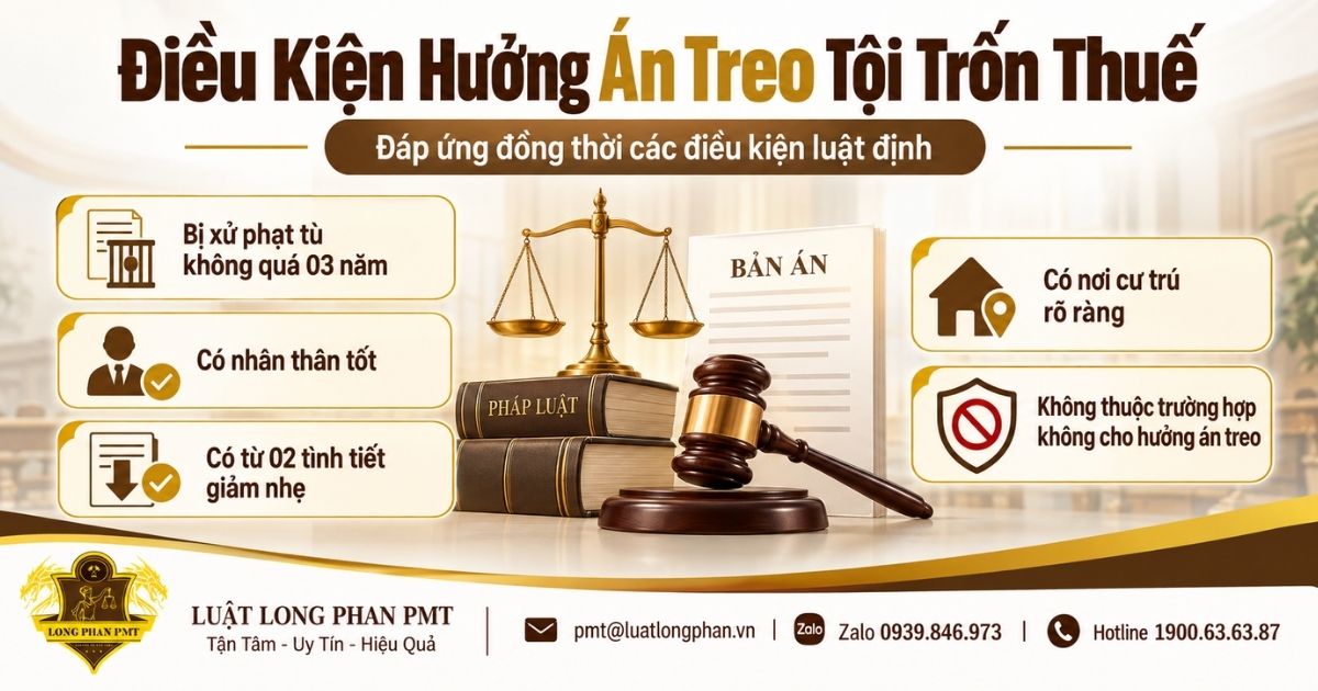 Điều kiện hưởng án treo tội trốn thuế về mức phạt tù, nhân thân và tình tiết giảm nhẹ.