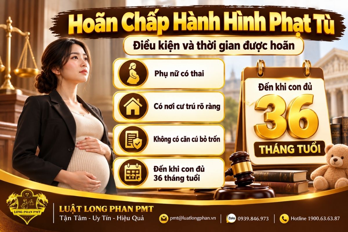 Hoãn chấp hành hình phạt tù đối với phụ nữ có thai đến khi con đủ 36 tháng tuổi.