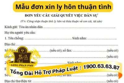 Mẫu đơn xin ly hôn thuận tình