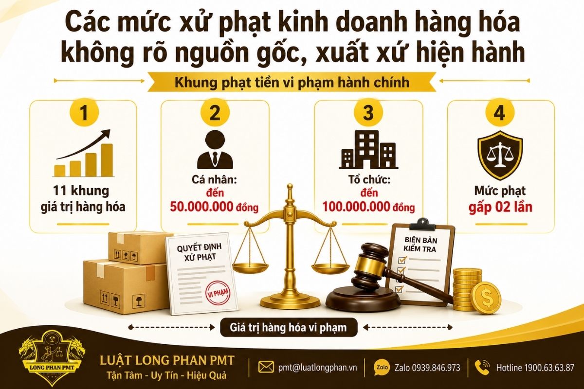 Mức phạt hàng hóa không rõ nguồn gốc theo giá trị hàng vi phạm đối với cá nhân và tổ chức.