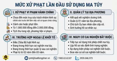 Các mức xử phạt lần đầu sử dụng ma túy.