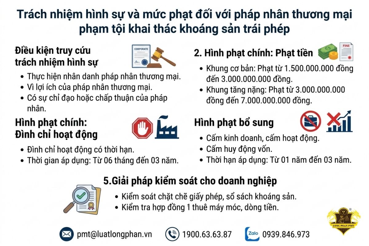 Mức phạt tội khai thác khoáng sản trái phép với pháp nhân thương mại