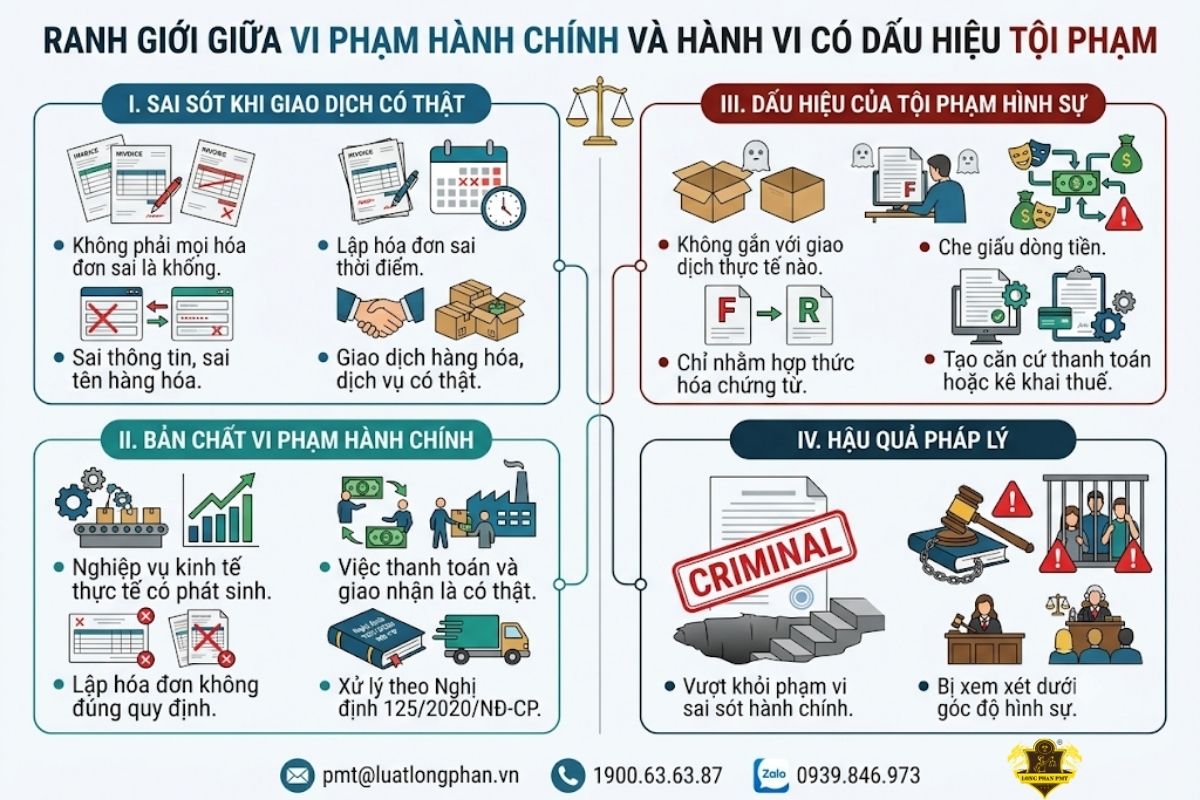 Ranh giới giữa vi phạm hành chính và hành vi có dấu hiệu tội phạm.