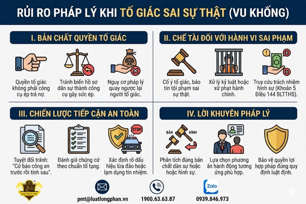 Rủi ro và chế tài khi cố ý tố giác tội phạm sai sự thật.