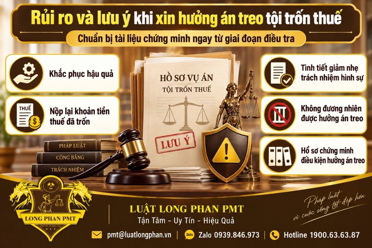 Rủi ro xin hưởng án treo tội trốn thuế khi thiếu tình tiết giảm nhẹ hoặc không khắc phục hậu quả.