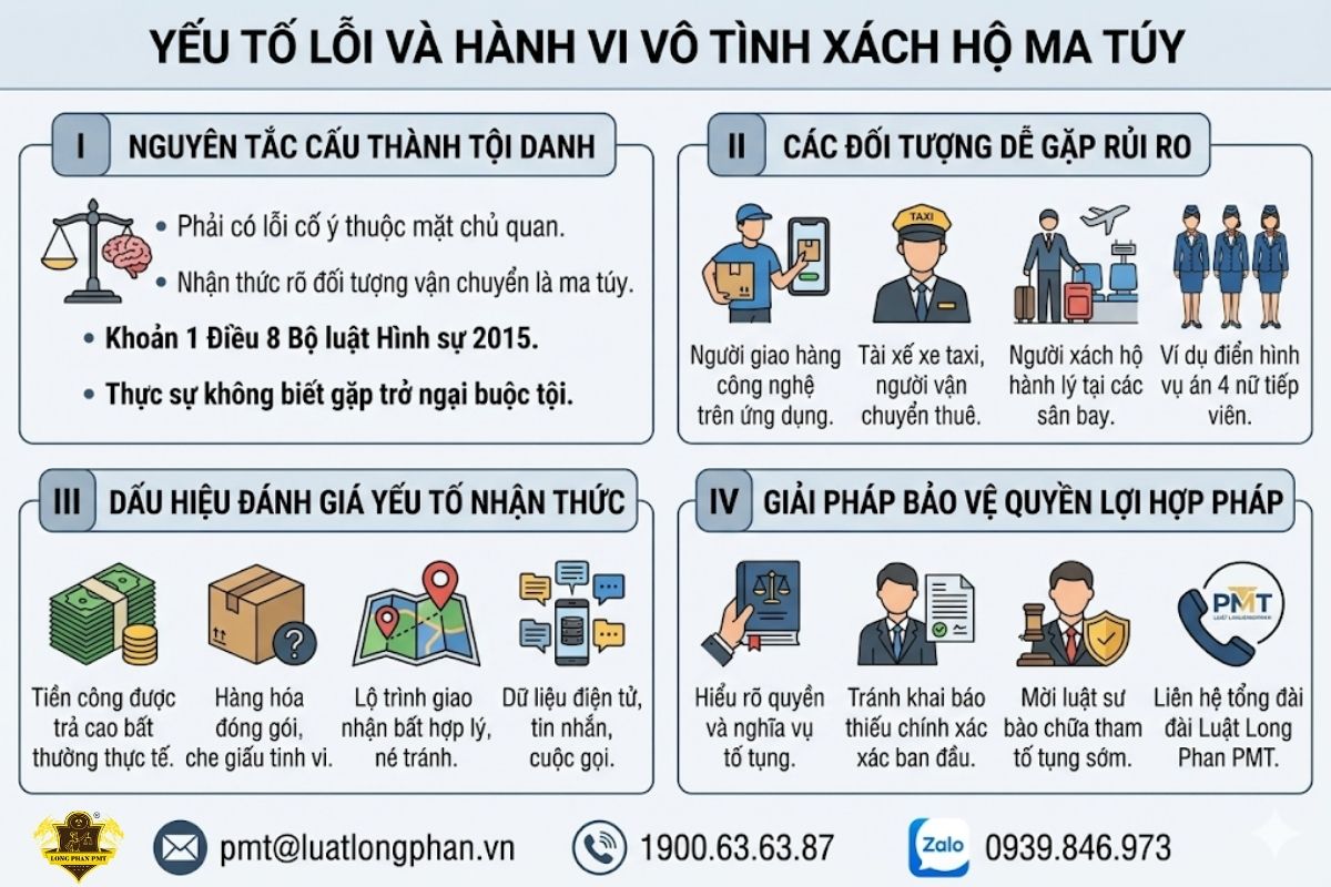 Dấu hiệu pháp lý nhận diện hành vi vô tình xách hộ ma túy