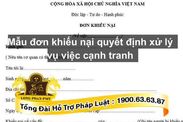 Đơn khiếu nại quyết định xử lý vụ việc cạnh tranh