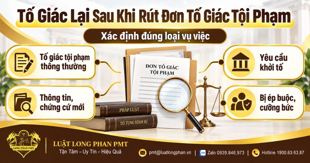 Tố giác lại sau khi rút đơn tố giác tội phạm và các trường hợp được tiếp tục xử lý.