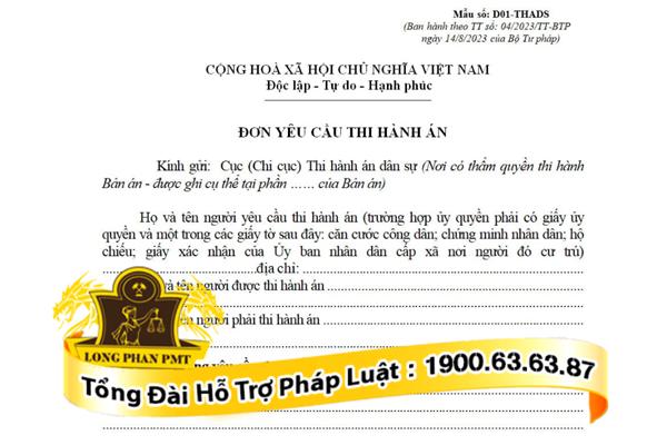 Soạn thảo đơn yêu cầu thi hành án