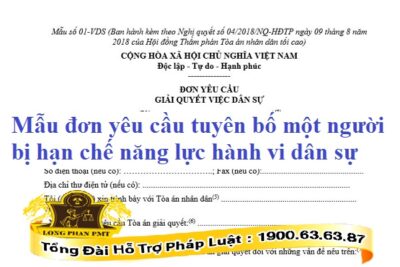 Yêu cầu tuyên bố người bị hạn chế năng lực hành vi dân sự