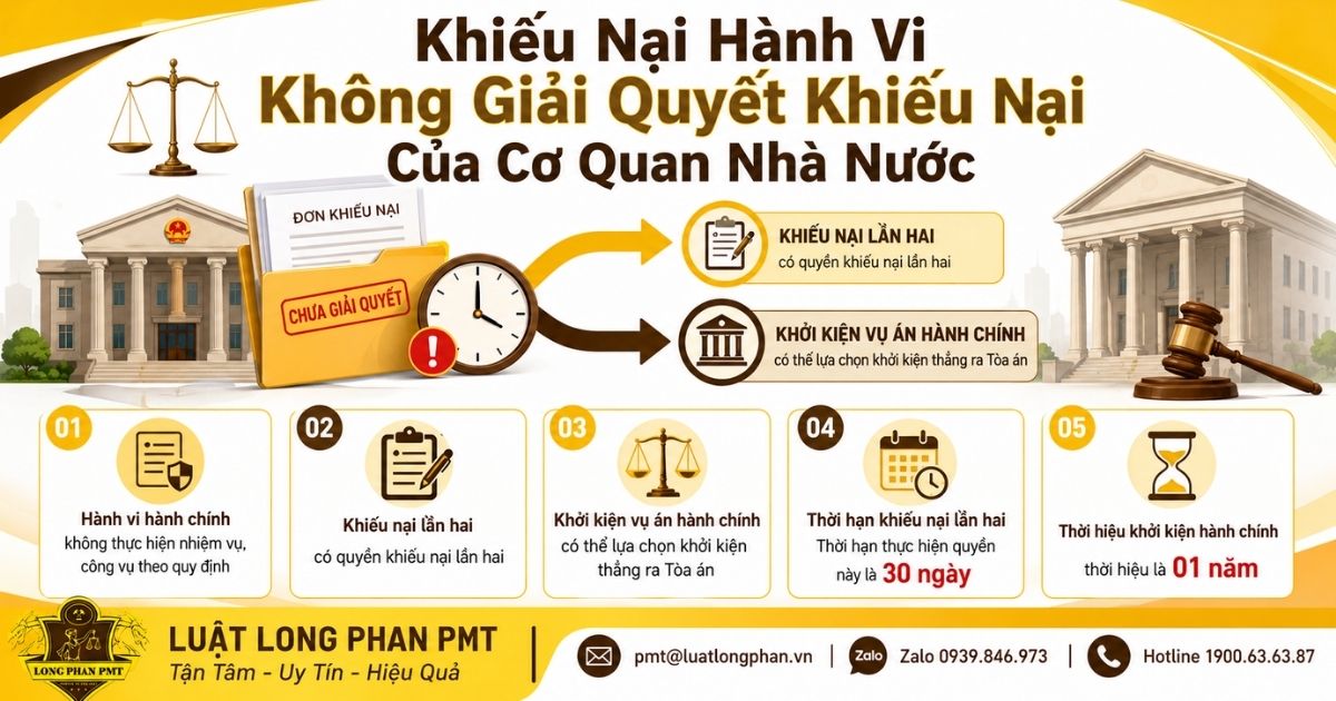 Khiếu nại hành vi không giải quyết khiếu nại và hướng khiếu nại lần hai hoặc khởi kiện hành chính.