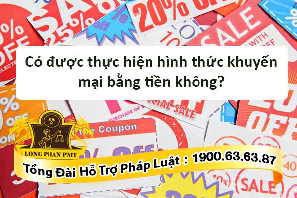 Hình thức khuyến mại bằng tiền theo quy định của pháp luật