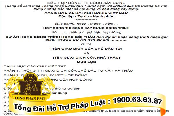 Mẫu hợp đồng thi công xây dựng công trình