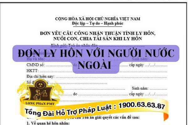Đơn ly hôn với người nước ngoài theo mẫu