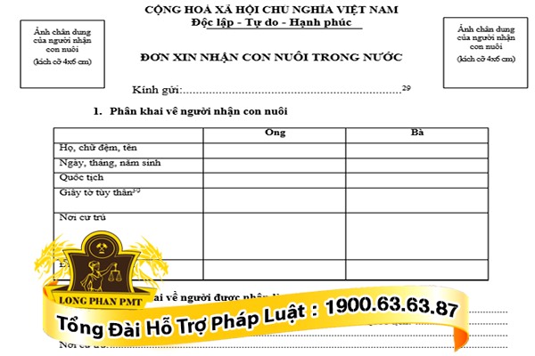 Đơn xin nhận con nuôi