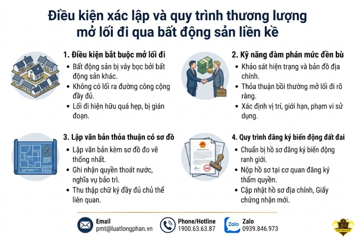 Quy trình thương lượng mở lối đi qua bất động sản liền kề khi bị vây bọc.