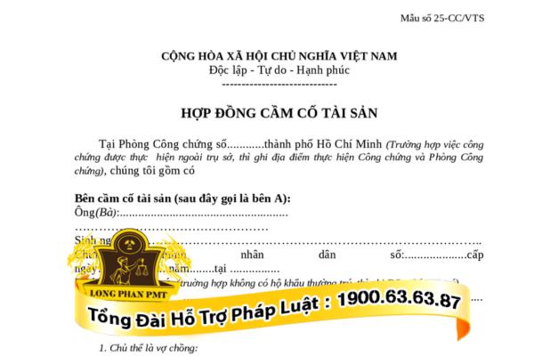 Hợp đồng cầm cố đúng chuẩn