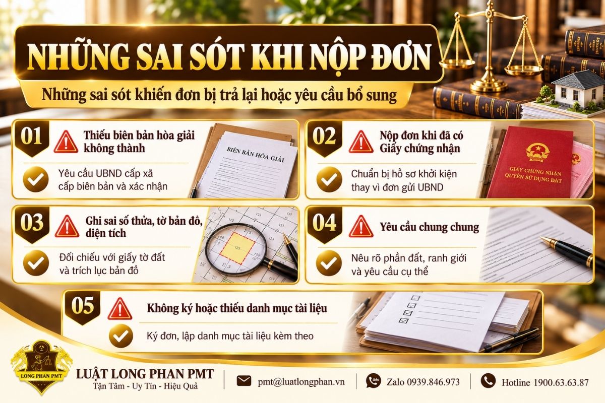 Những sai sót khiến đơn bị trả lại hoặc yêu cầu bổ sung khi giải quyết đất đai