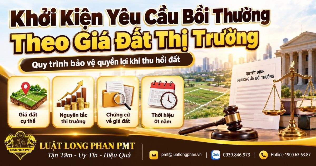 Khởi kiện yêu cầu bồi thường theo giá đất thị trường khi giá đất cụ thể xác định chưa đúng nguyên tắc.
