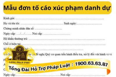 Mẫu đơn tố cáo xúc phạm danh dự